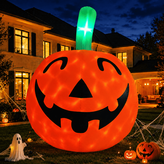 10 FT Halloween Inflatable Pumpkin Decoration with Built-in LED Lights, Outdoor Yard Blow up for Halloween Party, Yard, Garden, Lawn