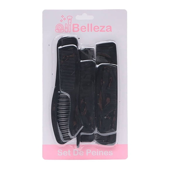 Set de Peines Prichos Belleza de Plástico Negro 12 Piezas