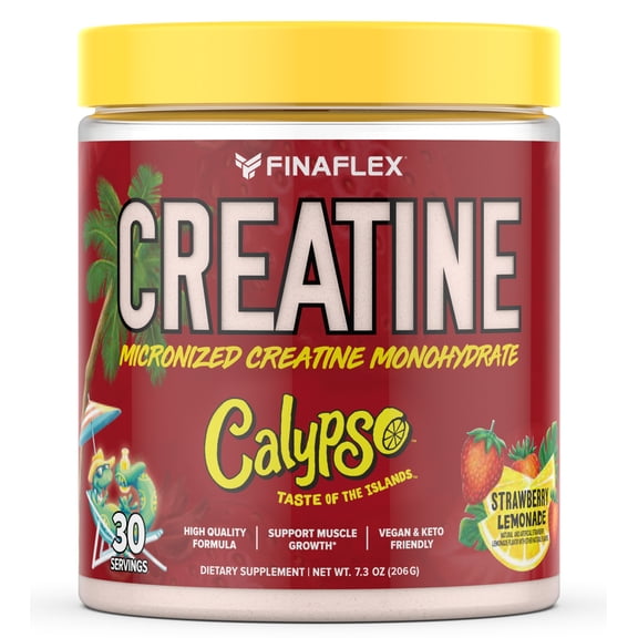 FinaFlex Pure Creatine with Mouthwatering Calypso Flavor | Micronized Creatine Monohydrate, 30 srv, Ocean Blue Lemonade