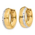 thumbnail image 2 of Primal Gold 14 Karat Two-tone Textured Hinged Hoop Earrings, 2 of 4