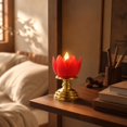 thumbnail image 5 of Electronic Candle Lotus Flower Ambient Night Light, Mini Safe Flickering LED Home Decor, Battery Operated Plastic Lantern, 5 of 7