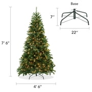 7.5FT Pre-Lit Realistic Green Spruce Artificial Christmas Tree, Stand