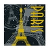 Party Central Club Pack of 192 Black and Yellow Paris Themed Disposable Luncheon Party Napkins 5"