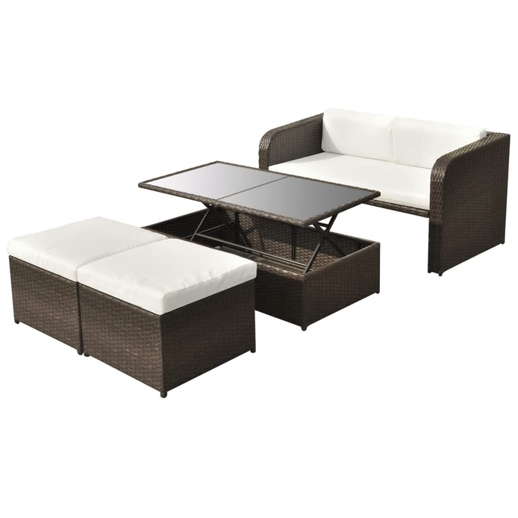 vidaXL Patio Furniture Set 4 Piece Patio Conversation Set with Table Rattan - image 2 of 10