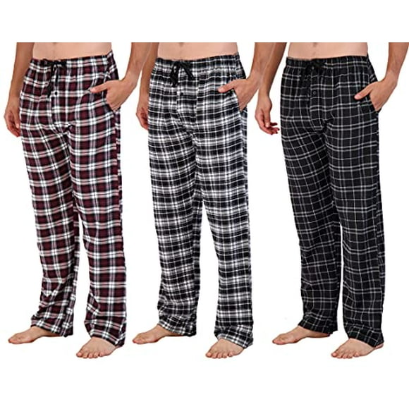 3 Pack: Mens Big & Tall King Size Pajama Pants cotton Super Soft Pajamas Men Flannel Bottoms Fleece Buffalo Plaid Pj Lounge Pants Sleepwear Pijamas Para Hombres Woven Button Fly - Set 2, 5X