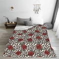 thumbnail image 3 of Yiaed Leopard Print Rose Pattern Fleece Throw Blanket,Fleece Throw Blankets for Couch & Bed All Season Use -40"x30", 3 of 4