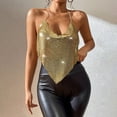 thumbnail image 2 of Laqbezok Women's Backless Sequin Halter Top, Handkerchief Hem Metallic Cami, Sexy Party Rave Night Out Outfit, 2 of 5