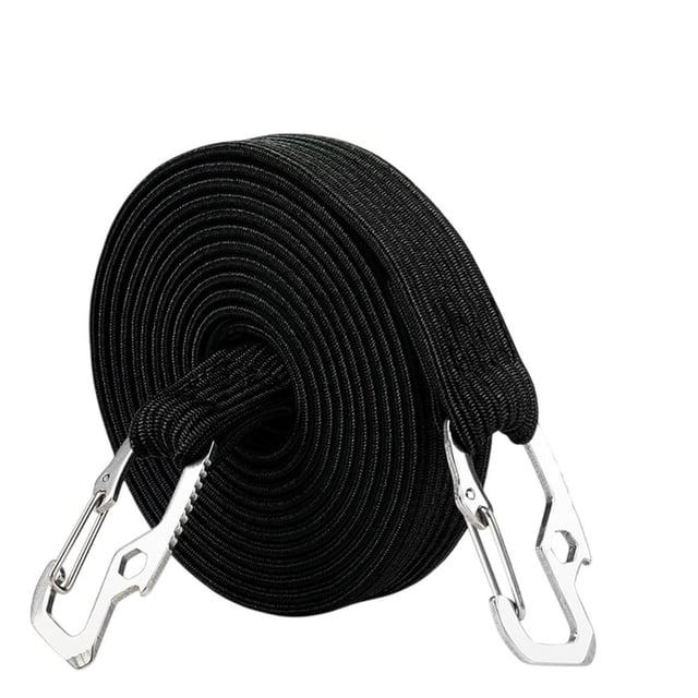 2 Meters Long Bungee Rops with Hooks Clips Luggage Cord Rope Elastics Rubber Black-3 Meters
