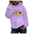 thumbnail image 1 of Fgnfyis Chandail à Capuchon d'Hiver pour Femmes, Décontracté, Imprimé, Manches Longues, Col Rond, Haut avec Poche, Chandails à Capuchon pour Femmes, Violet, P, 1 of 4