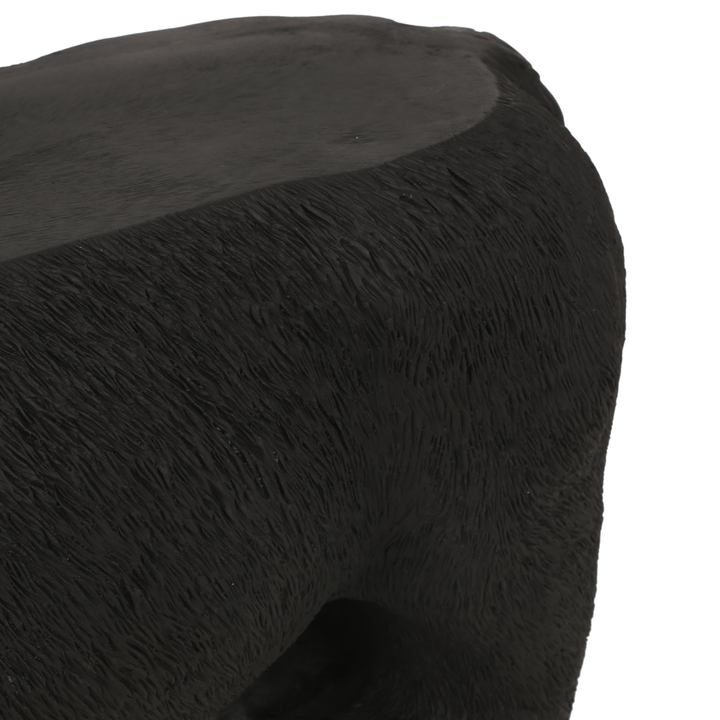 Mendon Cast Stone Outdoor Bear Garden Bench, Matte Black