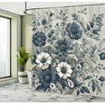 thumbnail image 2 of Ambesonne Navy Blue Shower Curtain, Wild Monochrome Flowers, 69"Wx84"L, Blue Coconut, 2 of 4