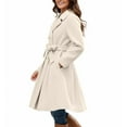 thumbnail image 3 of ZQUUVOU Women's Winter Fleece Trench Coat Notch Collar Double Breasted Button Coat A Line Shape Pea Coat Swing Overcoat Beige, 3 of 5