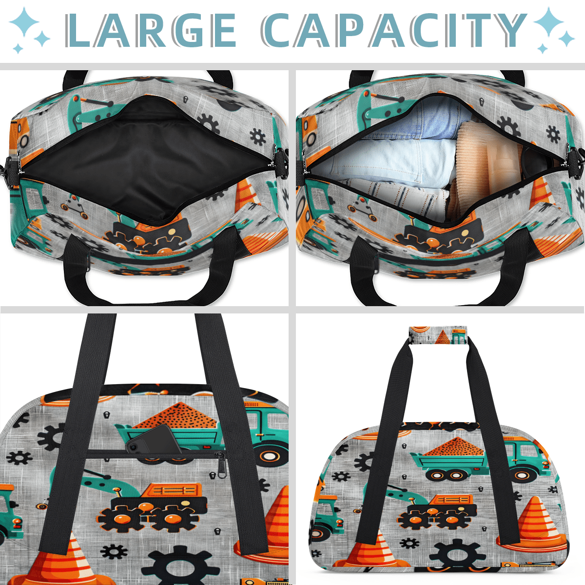 Herdesigns Truck Sports Duffle Bag for Women & Men, Car Gym Bag Dance Bag Overnight Bag Carry On Weekender Travel Bag