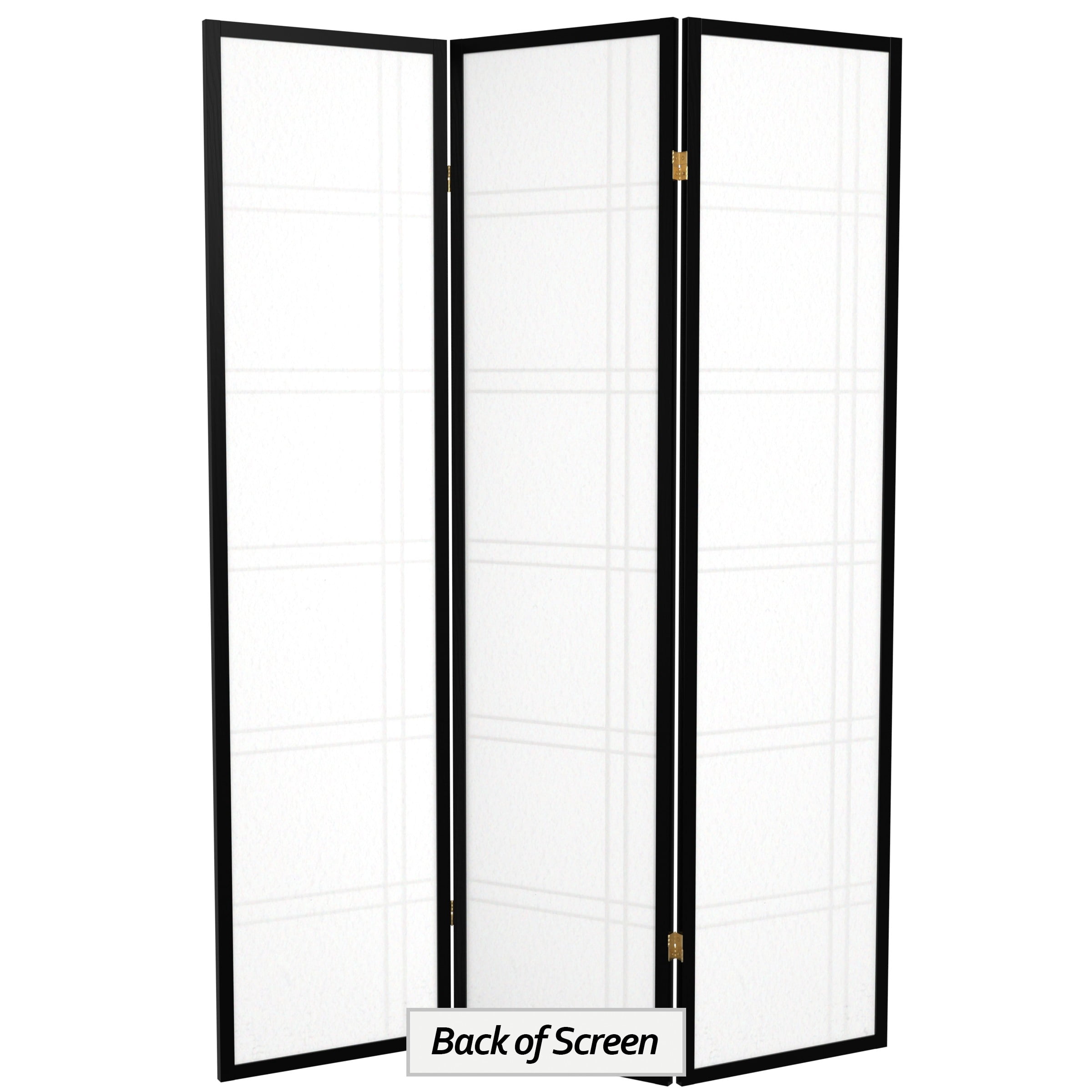 6 ft. Tall Three-Panel Shoji Screen Room Divider in Black with Double Cross Frame