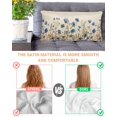 thumbnail image 3 of Blue Teal Spring Floral Pillow Cases Cal King Size, Smooth Satin Pillowcase for Hair and Skin, Watercolor Botanical Summer Flowers Decorative Cooling Bed Pillow Covers with Zipper, 20x40 Inches, 3 of 5