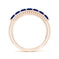 thumbnail image 2 of ANGARA Natural Floating Blue Sapphire Half Eternity Ring with Diamonds in 14K Rose Gold for Women (Size-3mm) | September Birthstone, Anniversary, Jewelry Gift for Women | Natural Blue Sapphire Ring, 2 of 9