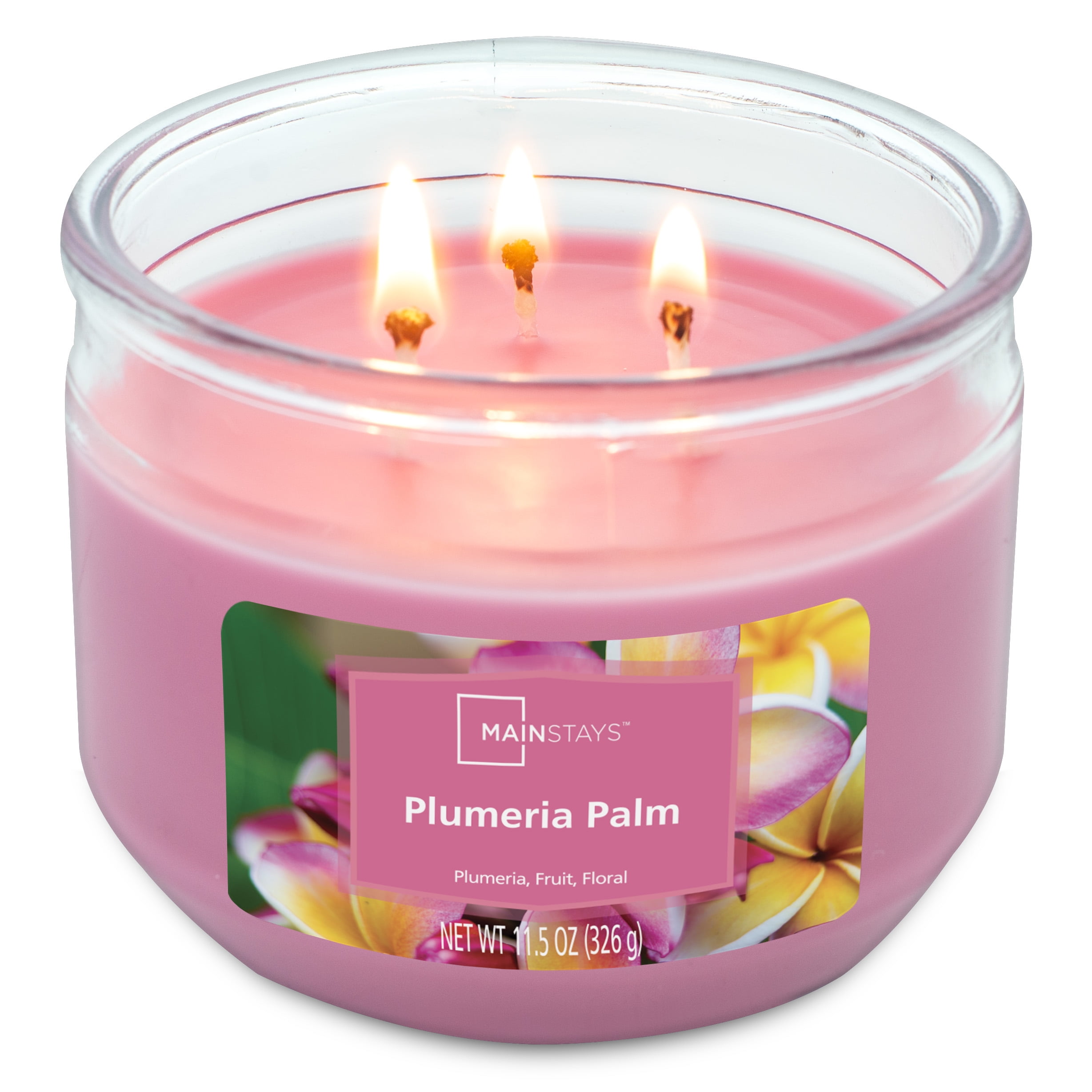 Mainstays Plumeria and Palm Three-Wick Candle, 11.5 oz