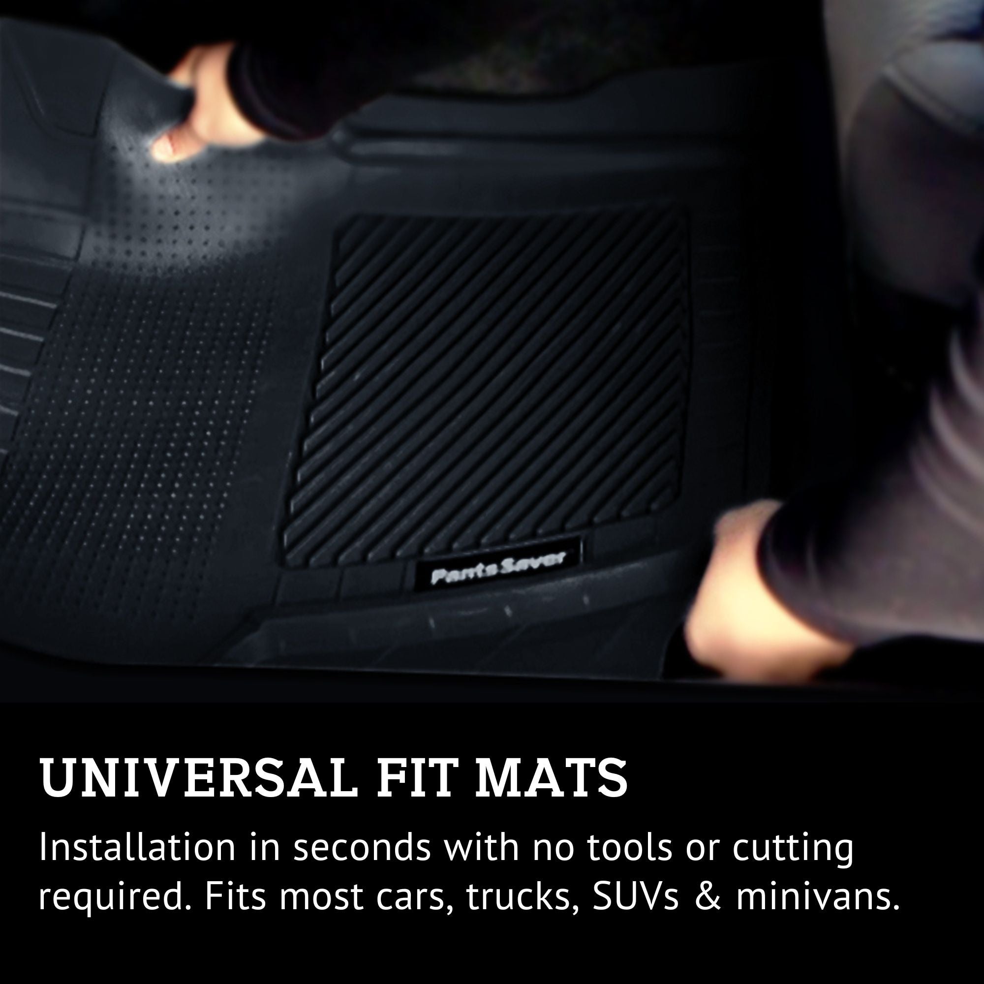 PantsSaver New Generation Car Mats – All-Weather, Heavy Duty, Waterproof, Anti-Slip Rubber Floor Liners for Cars, Trucks, SUVs, Minivans & More 4 Piece Set, Black