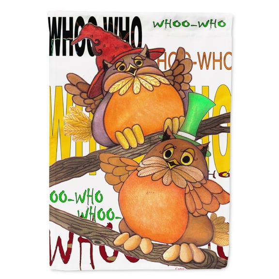 Carolines Treasures PJC1032GF Whoo Who Owl Flag Garden Size  Small multicolor