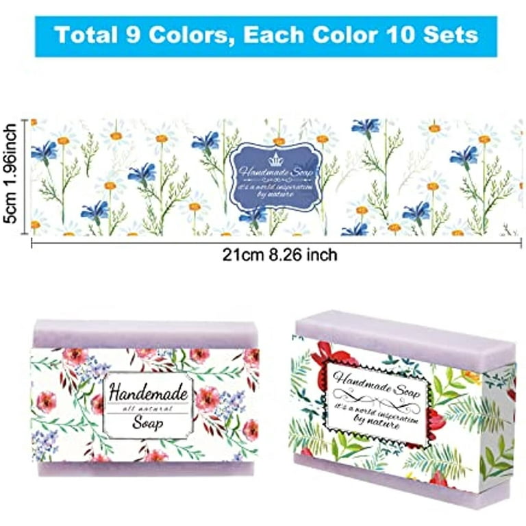 PandaHall 90pcs Soap Wrapper 9 Style Flower Wrap Paper Tape Vertical Soap  Paper Tag f for Homemade Soap Bar Packaging