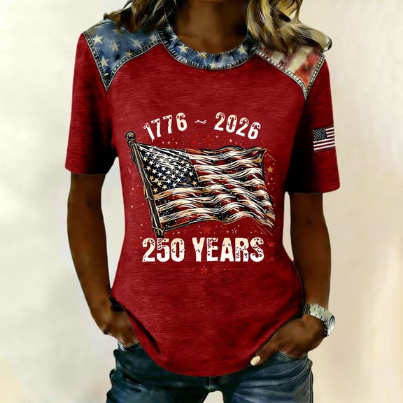 250th Anniversary USA Shirt Casual 250 Years Of Freedom T Shirt Short Sleeve Tshirts Patriotic Shirts Tops