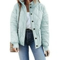 thumbnail image 1 of Womens Lightweight Quilted Jacket Button Long Sleeve Stand Collar Warm Winter Coat, 1 of 6