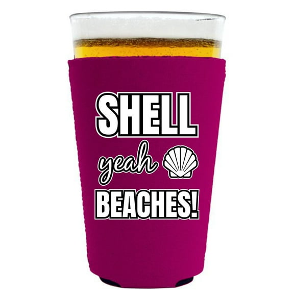 Shell Yeah Beaches Pint Glass Coolie (Magenta)