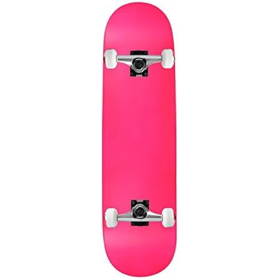 Complete Skateboard NEON Pink 7.5" Silver/White Assembled