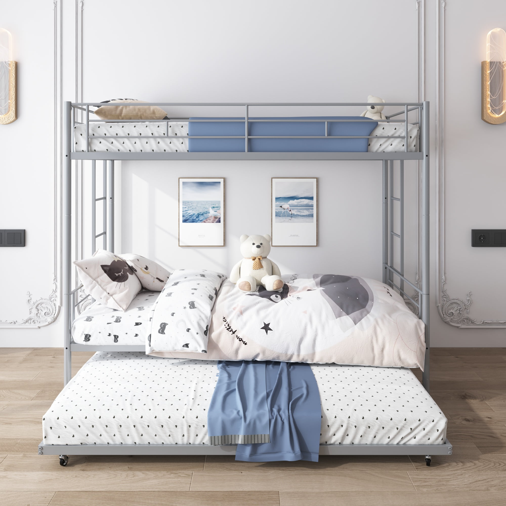 Seizeen Bunk Bed Twin Over Twin Size, Metal Triple Bunk Bed with