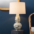 thumbnail image 2 of Eden Home 26" Coastal Glass and Linen Table Lamp in White/Blue Swirl, 2 of 3