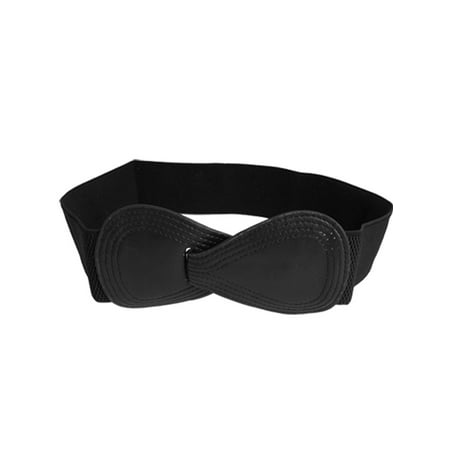 8 Kids Accessories Belts - Unique Bargains Black Elastic Band 8 Shaped Interlocking Buckle Cinch Belt for Ladies