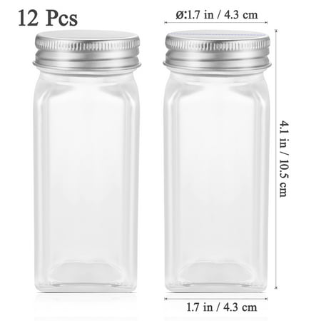 12PCS Spice Jars Square Glass Containers Seasoning Bottle Condiment Containers with Cover