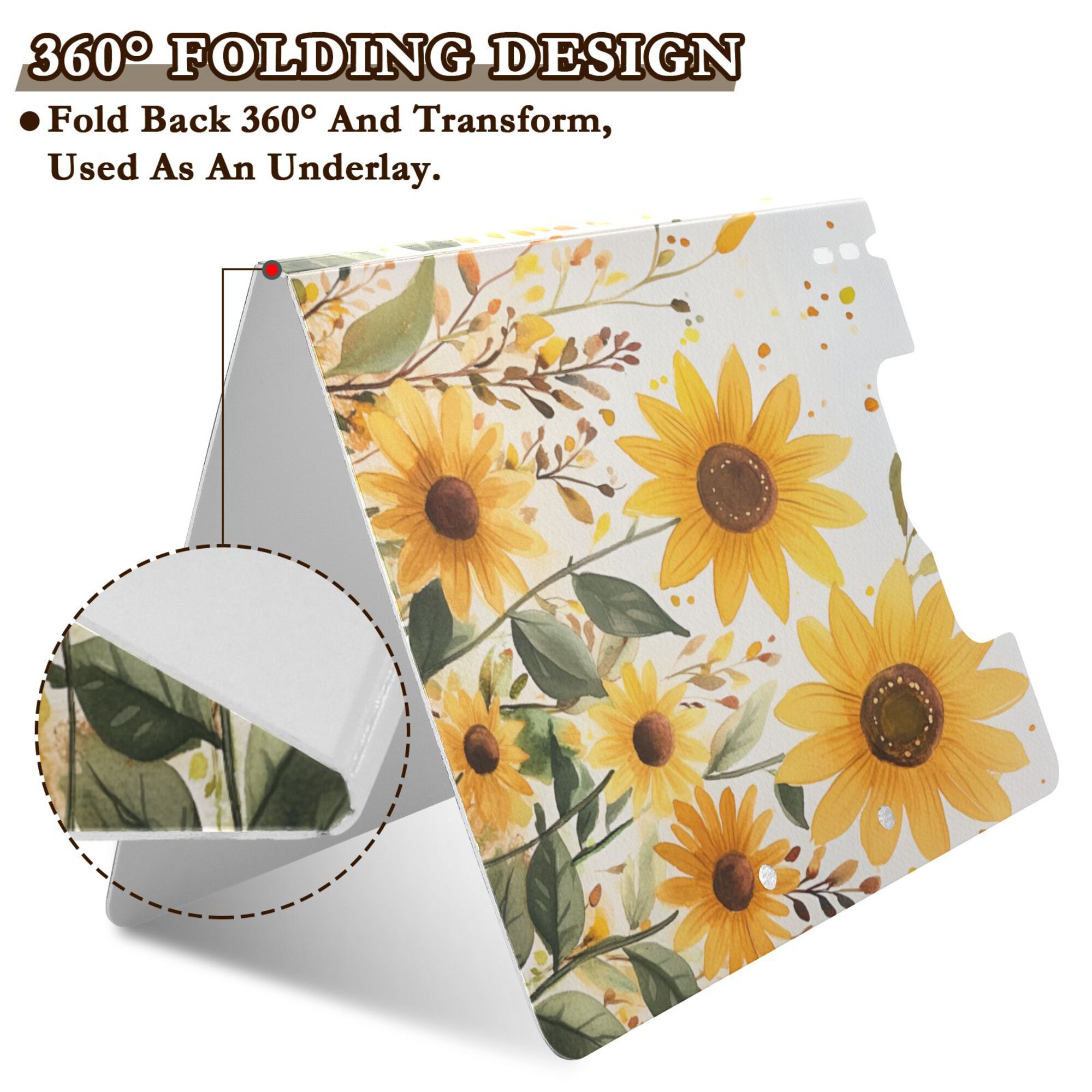 FORMRS A4 Clipboard Folder with Pen Holder Horizontal Foldable School Office Binder, Beige Sunflowers