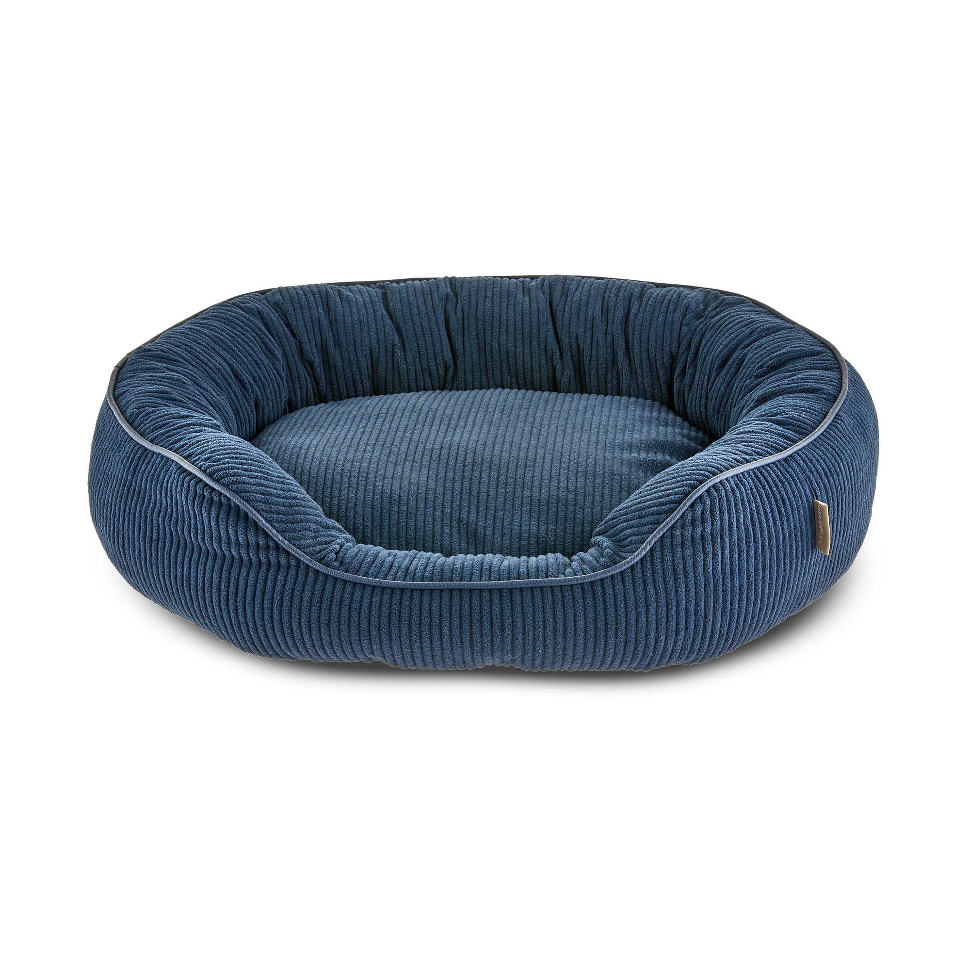 Vibrant Life Medium Oval Corduroy Cuddler Dog Bed, Blue, 24" x 20"