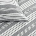 thumbnail image 4 of Lush Decor Farmhouse Yarn Dyed Stripe Eco-Friendly Recycled Cotton Reversible Comforter, Full/Queen, Gray/White, 5-Pc Set, 4 of 9
