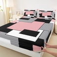 thumbnail image 3 of Homewish Abstract Checkered Square Twin Sheet Sets,Pink Black Gray Twin Fitted Sheet,Geometric Plaid Grid Flat Sheet For Girls Kids,Microfiber Bedroom Decor,3pcs, 3 of 7