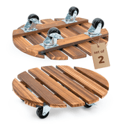 Bamworld 2 Pack Plant Stands Outdoor Plant Caddy with Wheels 12in Rolling Plant Stand with Wheels Planter Caddy Flower Cart Plant Dolly for Heavy Duty Large Plants Plant Rollers