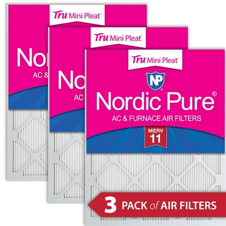 

16x25x1 (15_1/2x24_1/2) Nordic Pure Tru Mini Pleat MERV 11 Air Filters 3 Pack