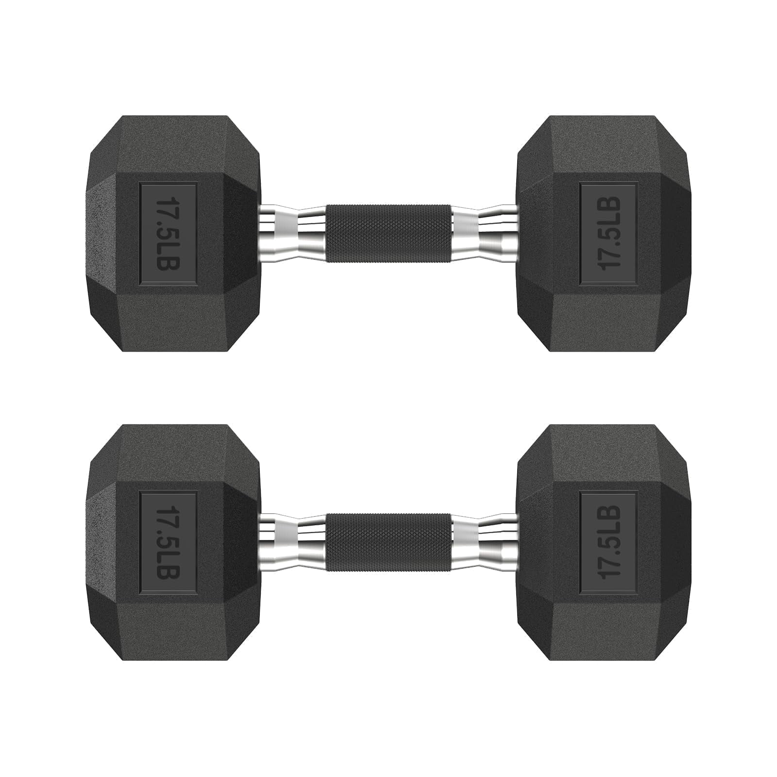 HANDBODE 17.5 lb Hex Rubber Dumbbells, Non-Slip Handle, Strength Training Home Weights