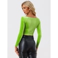 thumbnail image 4 of Disfraz de navidad Top corto de terciopelo con hombros descubiertos y manga larga para mujer Verde Claro XS, 4 of 6