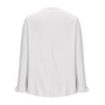 thumbnail image 3 of ZZwxWA Womens Cotton Linen Tops Summer Ruffle Long Sleeve Drawstring Waist Blouse Loose Casual Crewneck Flowy Shirts Solid Color, 3 of 6