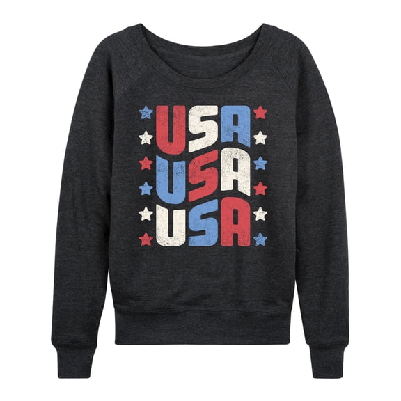 Instant Message - USA Stacked - Women's Lightweight French Terry Long Sleeve Shirt