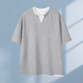thumbnail image 2 of NOLDARES Mens Short Sleeve T-Shirts V neck Casual Tee Summer Beach Hawaiian Vintage Shirts(Grey,M), 2 of 4