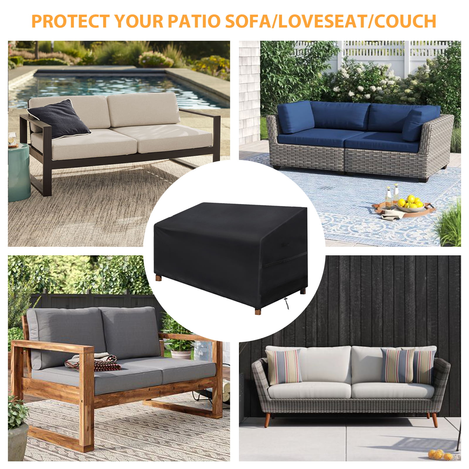 Deep Grey COZPLEN Waterproof Patio Sofa Cover 75.9’’W x32’’D x 33’’H 3-Seater Couch Cover for Outdoor Furniture 