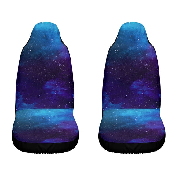 2pcs Starry Cosmos Night Print Car Seat Covers, Universal Fit for Cars SUV Sedan Trucks, Soft Auto Front Seat Protectors, Easy Installation, Decorative Car Interior, Ideal Gift for Family & Friends