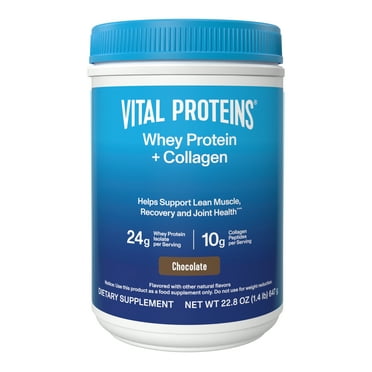 Vital Proteins Whey Protein   Collagen Peptides Powder, Supports Lean Muscle, Recovery and Joint Health, Chocolate, 22.8oz
