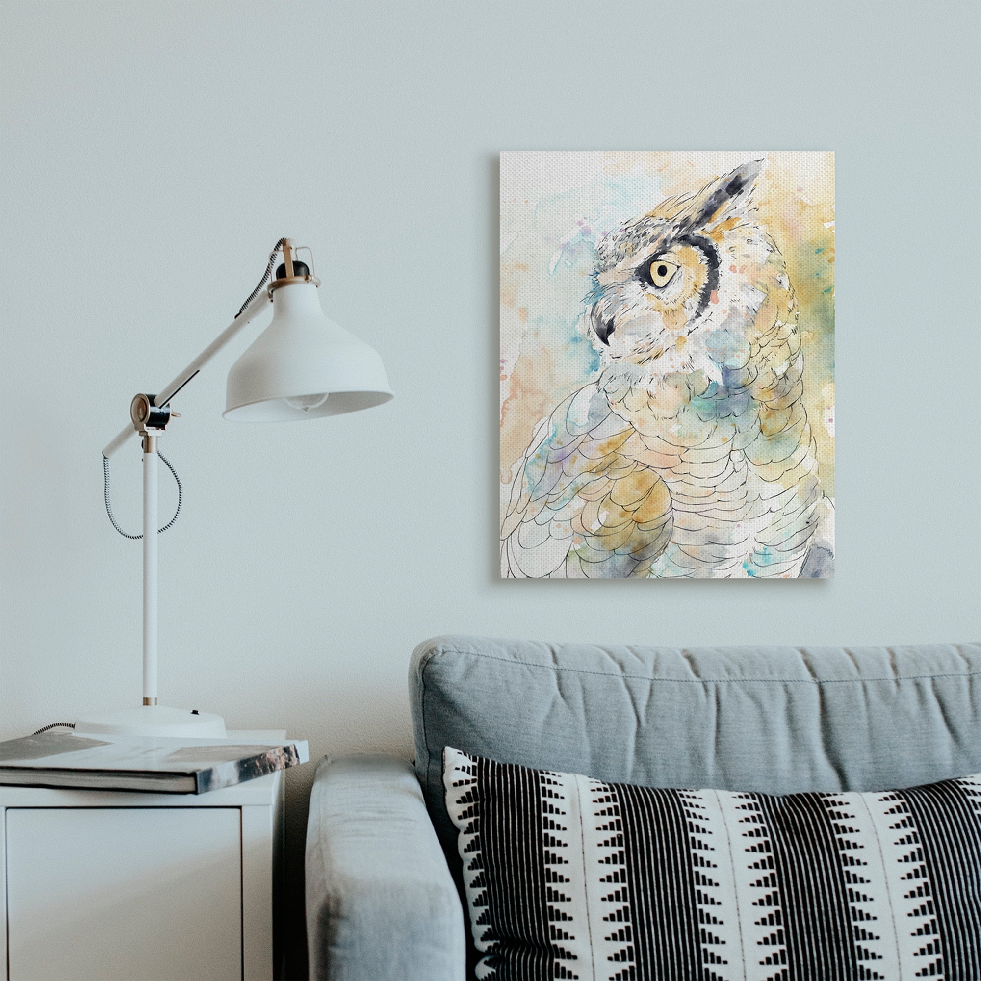 Stupell Industries Owl Side Eye Portrait Woodland Bird Watercolor Canvas Wall Art, 24 x 30, Design by Annie Warren