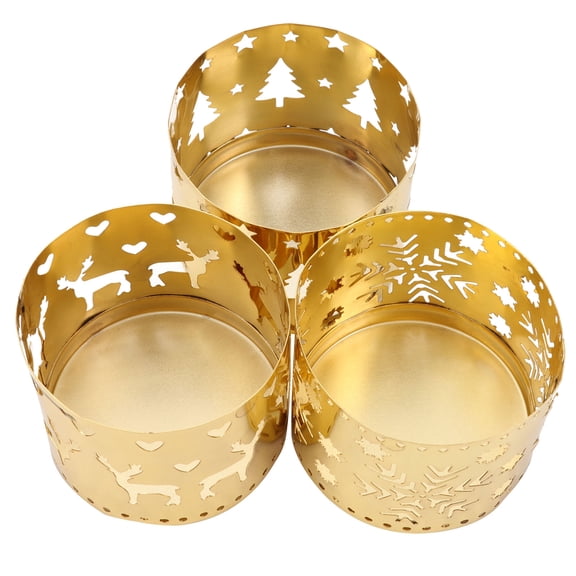 TABLZONE Golden Iron Xmas Candle Holders, Creative and Stylish for Christmas Scenes, 3Pcs
