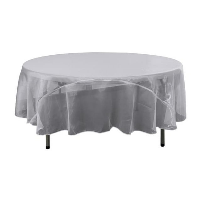 LA Linen TCOrgz90R-GreyO41 Nappe Ronde en Organza Transparent, Gris - 90 Po.