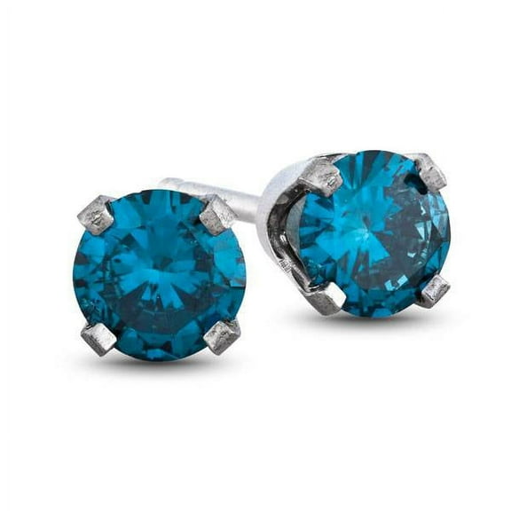 Pompeii 1/4ct Blue Diamond Studs 14K White Gold (Blue,I1)